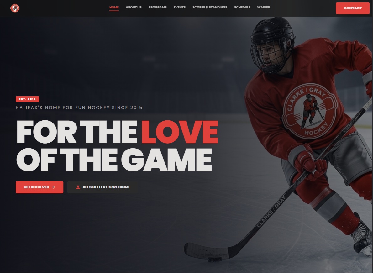 Clarke/Gray Hockey website built by Alp Web Studio, clarkegrayhockey.ca
