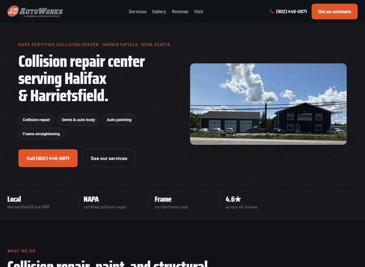 JC AutoWorks website built by Alp Web Studio, jcautoworks.ca