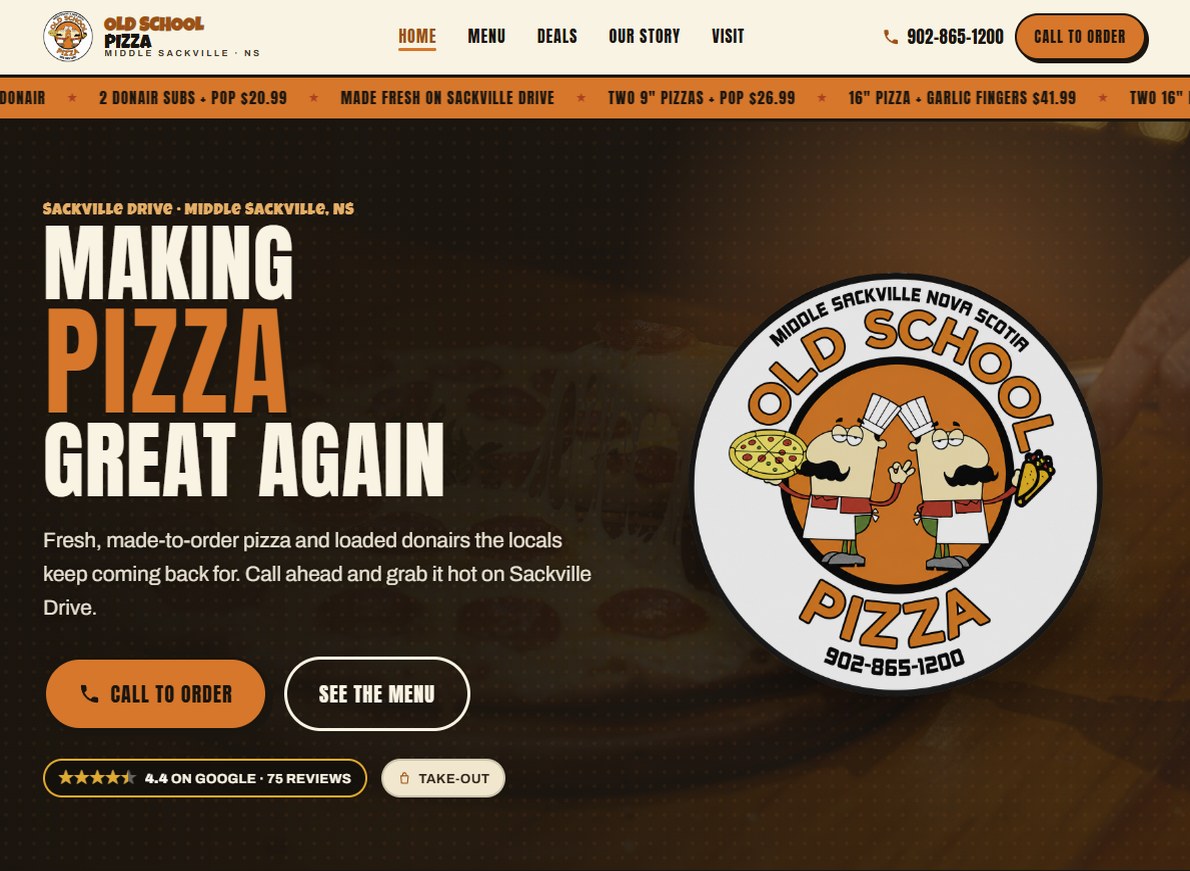 Old School Pizza website built by Alp Web Studio, oldschoolpizzainc.ca